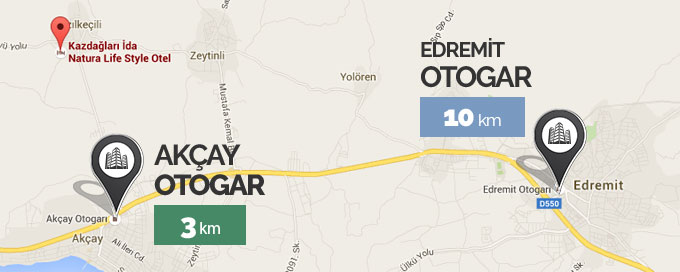 kazdağları otelleri google maps harita